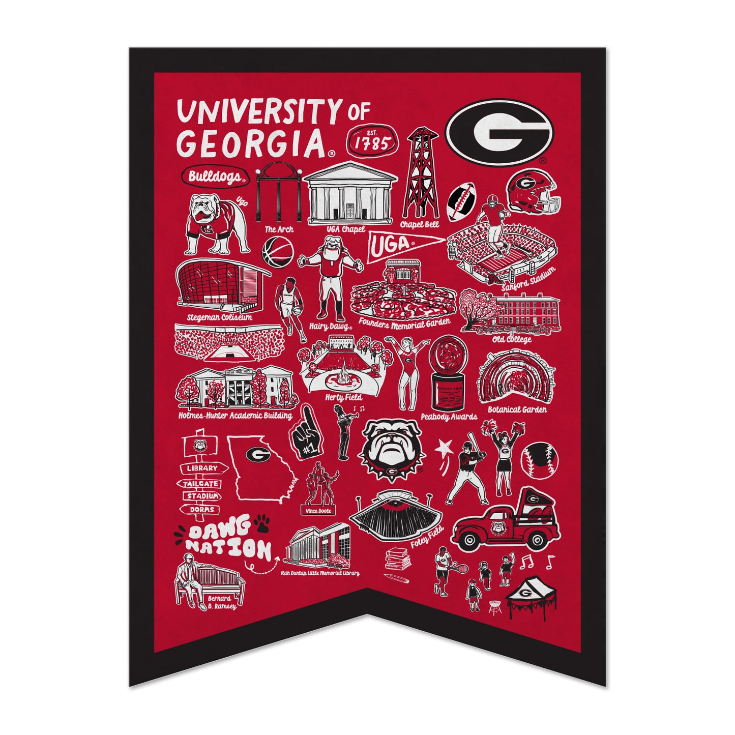 Jardine Embroidered UGA Pennant