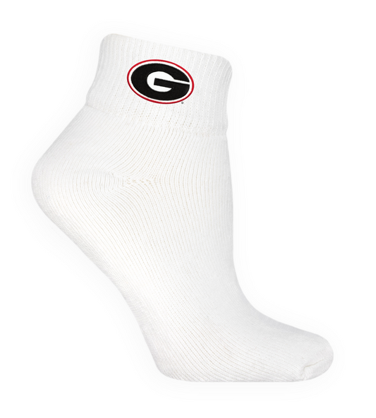 UGA White Quarter Sock