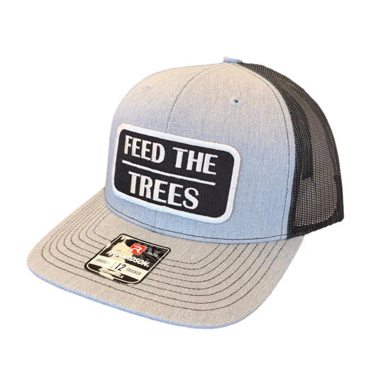 Feed The Trees Embroidered Patch Richardson Trucker Hat Grey