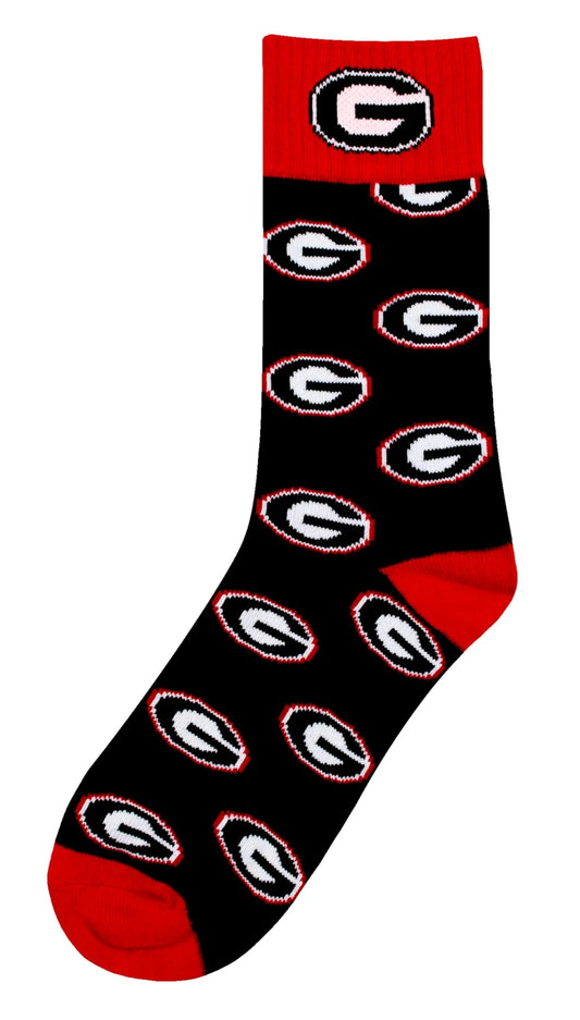 GEORGIA BULLDOGS KID'S REPEATING CREW SOCKS