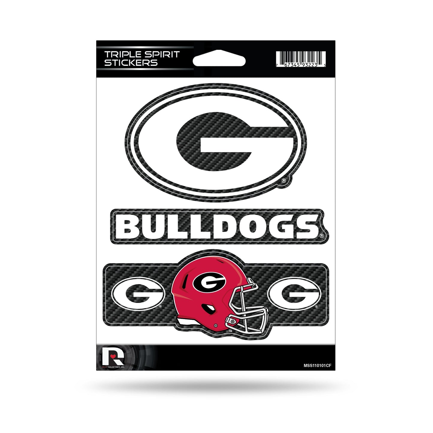 UGA Carbon Fiber Triple Spirit Stickers