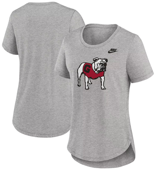 UGA Nike Ladies Grey Heather Throwback Logo T-Shirt
