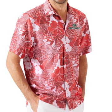 UGA Tommy Bahama Coconut Point Playa Flor Camp Shirt
