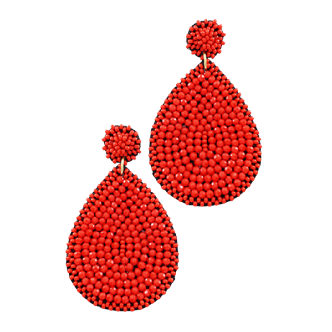 Glass Bead Teardrop Earrings