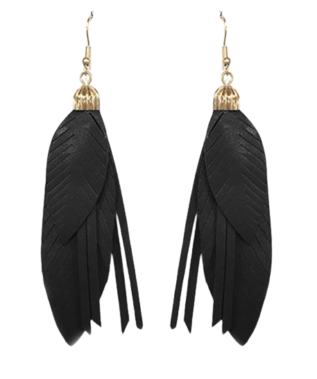 Leather Feather Earrings