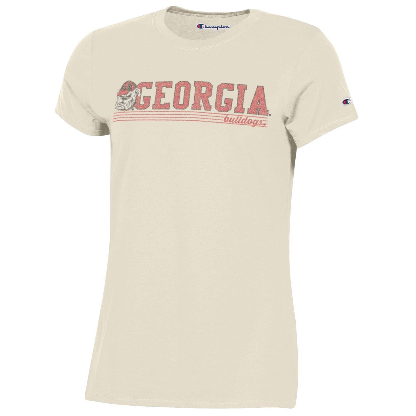 UGA Champion Ladies Off-White Old Bulldog Head SS Tee