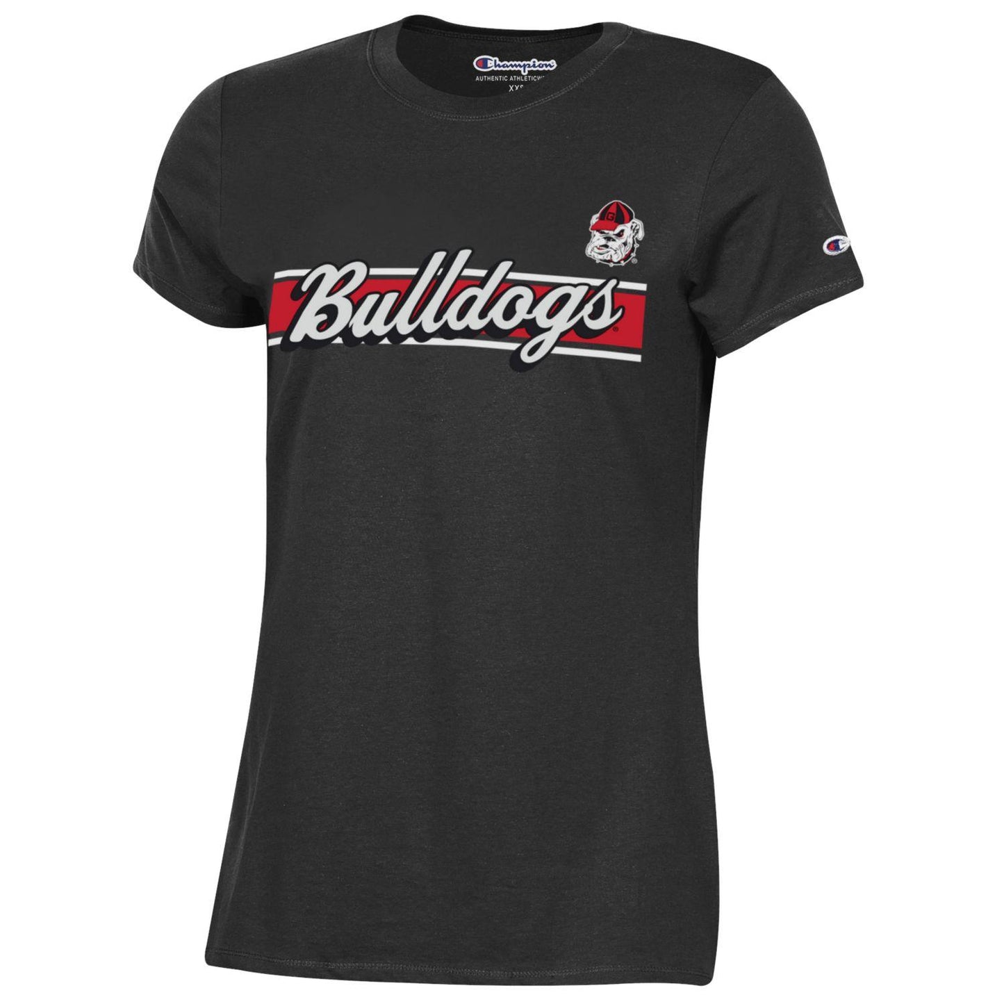 UGA Champion Ladies Black Felt SS Tee