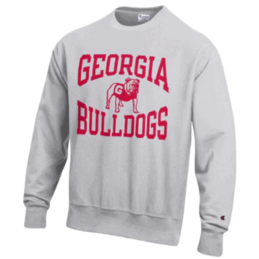 UGA Champion Standing Bulldog Reverse Weave Crew