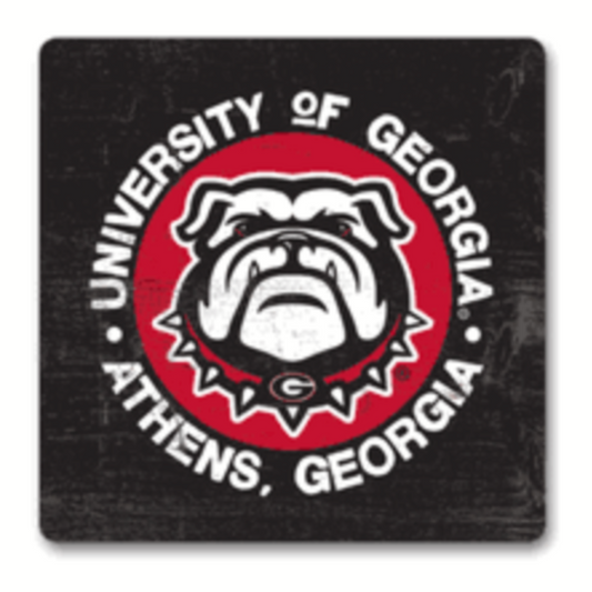 UGA New Bulldog Head Wooden Fridge Magnet