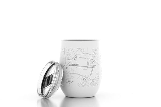 Athens Map 12oz Insulated Stemless Wine Glass