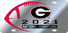 UGA 2021 National Champions Laser Cut Football License Plate - Mirror