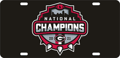 UGA 2021 National Champions Laser Cut License Plate - Black