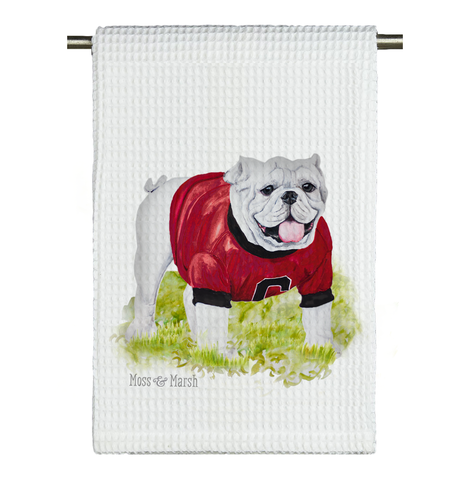 UGA Bulldog Watercolor Microfiber Tea Towel