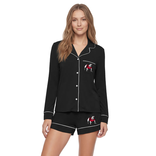 UGA Ladies Medley Long Sleeve Top & Short Pajama Set