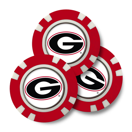 UGA 3 Pack Poker Chip Golf Ball Marker Set