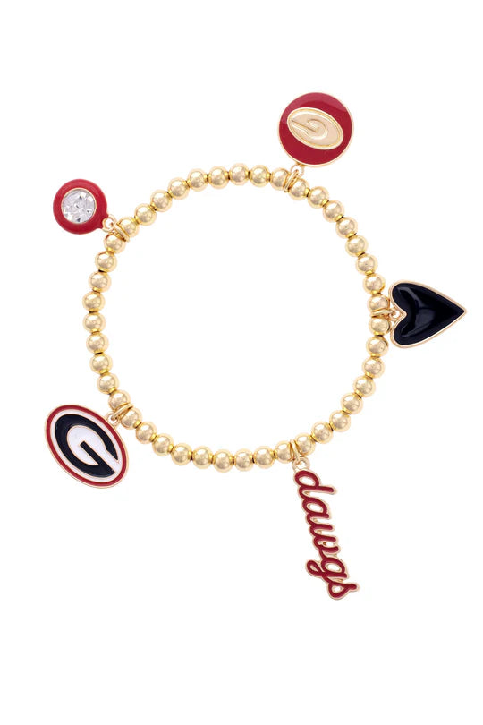 Georgia Bulldogs Enamel Icons Stretch Bracelet in Shiny Gold