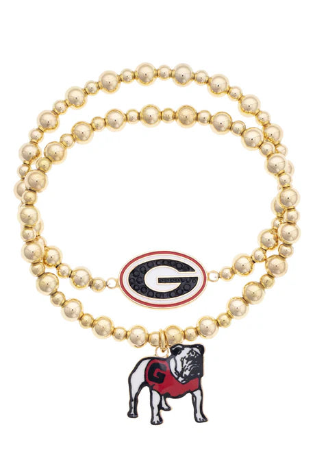 Georgia Bulldogs Ball Bead Bracelet Set of 2