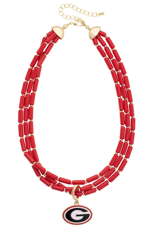Georgia Bulldogs Multi-Strand Beaded Logo Necklace