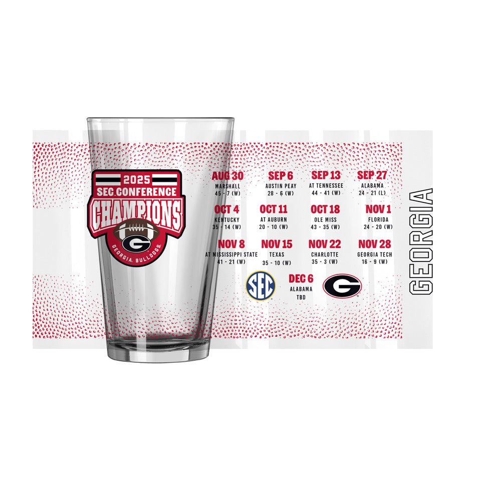 Georgia 2025 SEC Champs 16oz Pint Glass