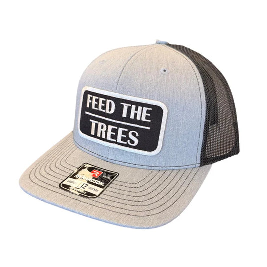 Feed The Trees Embroidered Patch Richardson Trucker Hat Grey