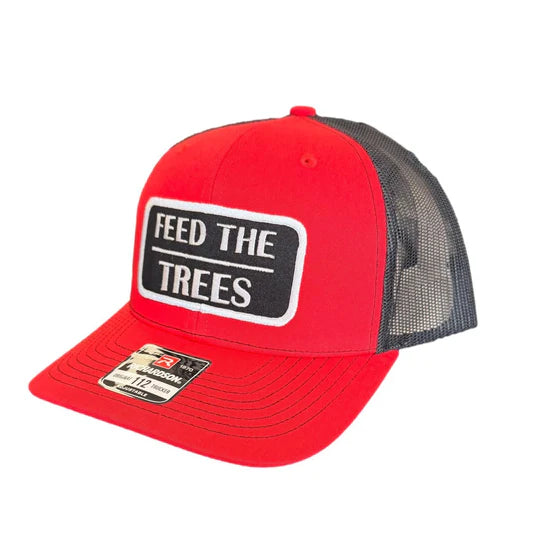 Feed The Trees Embroidered Patch Richardson Trucker Hat Red