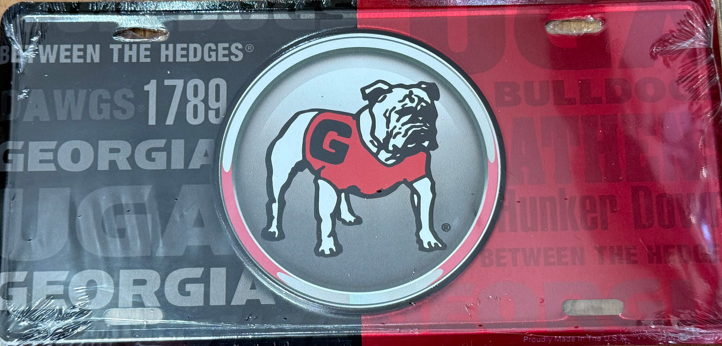 UGA Standing Bulldog Metal License Plate