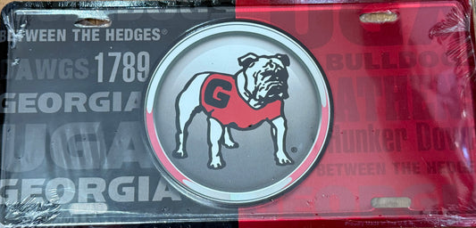 UGA Standing Bulldog Metal License Plate