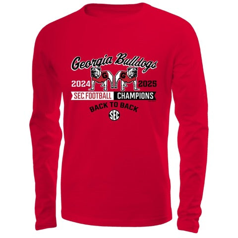 Georgia 2025 SEC Back 2 Back Champs Long Sleeve T-Shirt