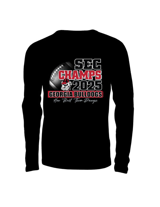 Georgia SEC Champs 2025 Black Long Sleeve T-Shirt