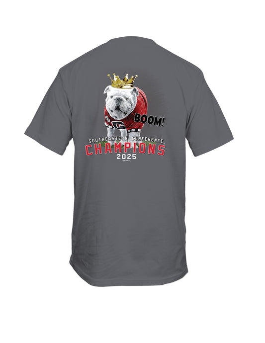 Georgia SEC Champs 2025 Charcoal Short Sleeve Boom T-Shirt