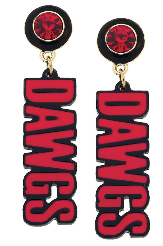 Georgia Bulldogs Resin Block Letter Earrings in Red