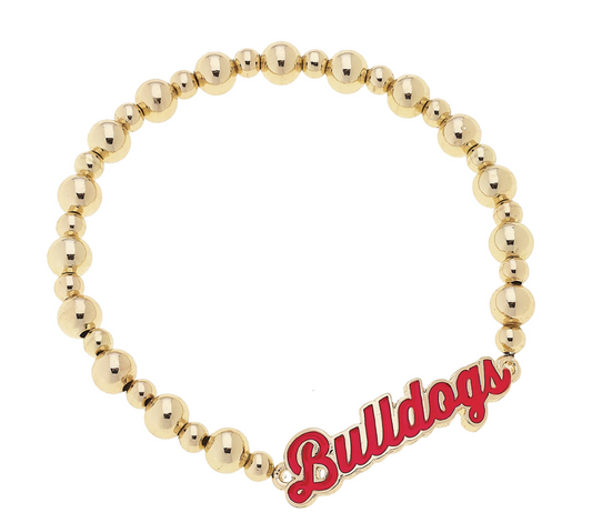 Georgia Bulldogs Autograph Enamel Stretch Bracelet in Shiny Gold