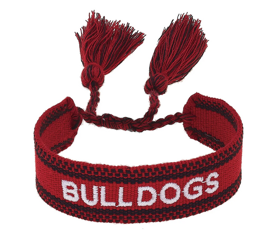 Georgia Bulldogs Woven Tassel Bracelet in Red/Black/White