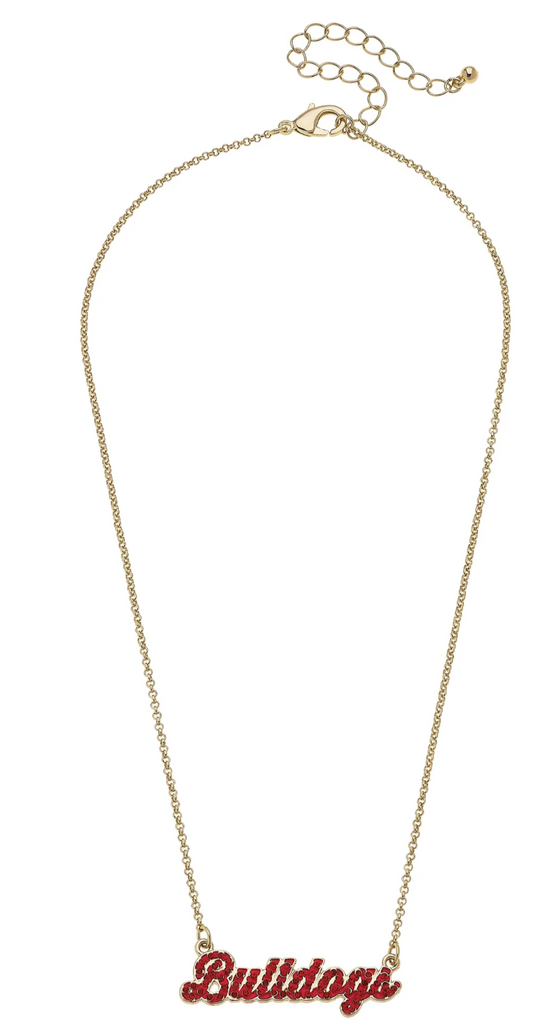 Georgia Bulldogs Pave Autograph Enamel Necklace in Red