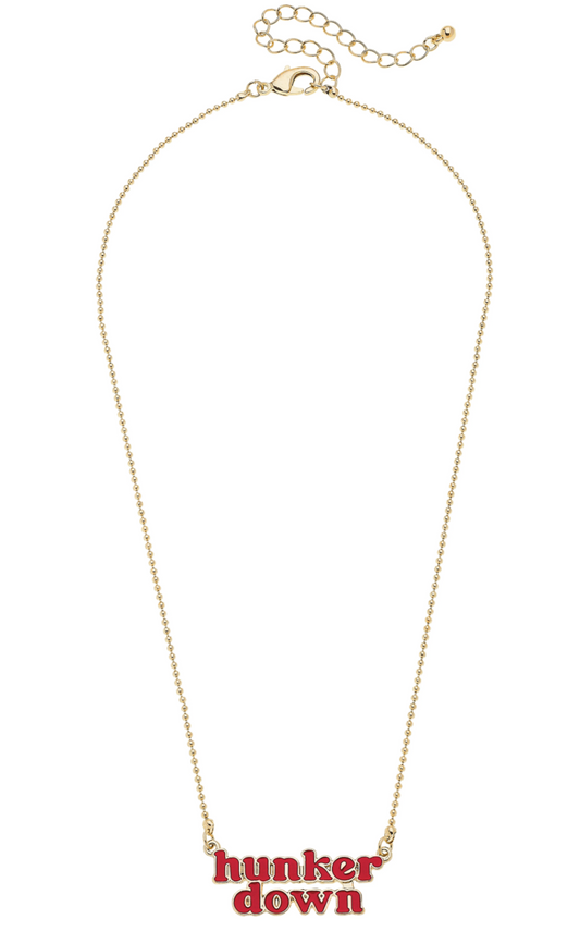 Georgia Bulldogs Slogan Necklace in Red/Shiny Gold