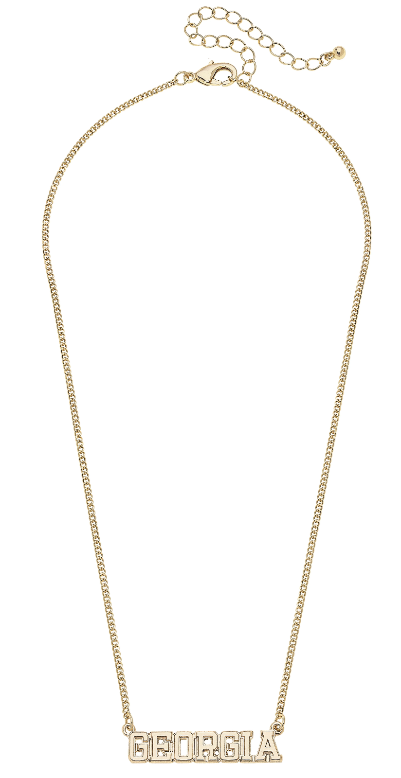 Georgia Bulldogs Varsity Outline Necklace in Shiny Gold