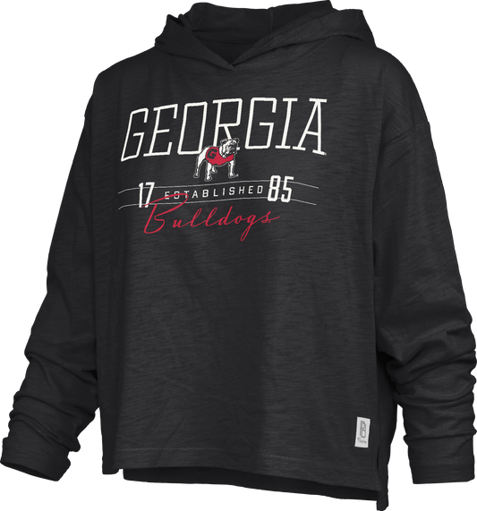 Georgia Pressbox Women's Castillo Slub Waist Length Long Sleeve Hooded T-Shirt