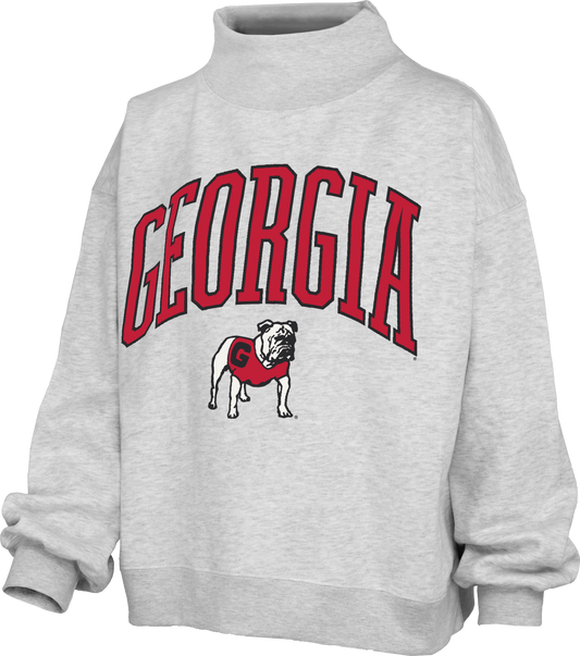Georgia Lingo Mock-Crew Oversize Fleece - Ash