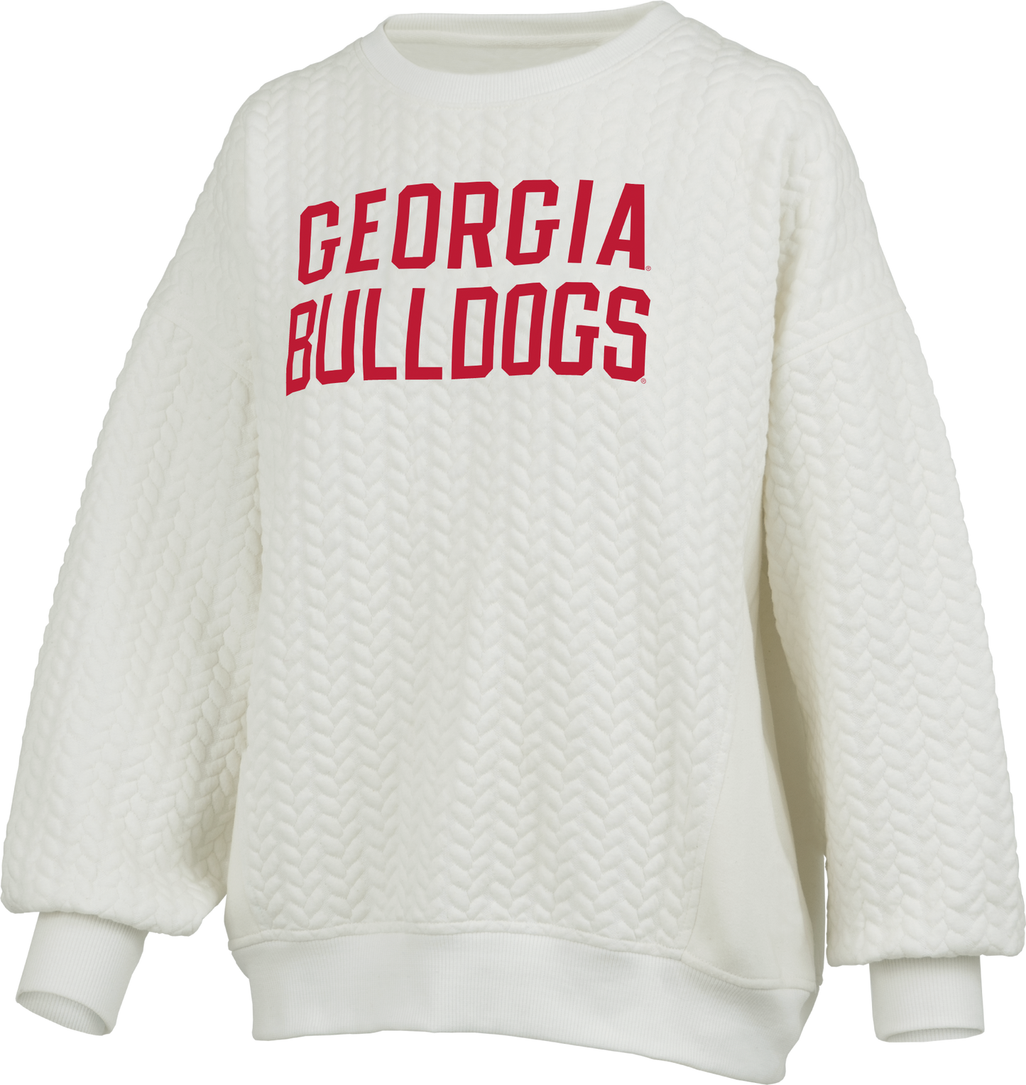 Georgia Ladies Roxbury Ivory Quilted Crew Oversized Fleece