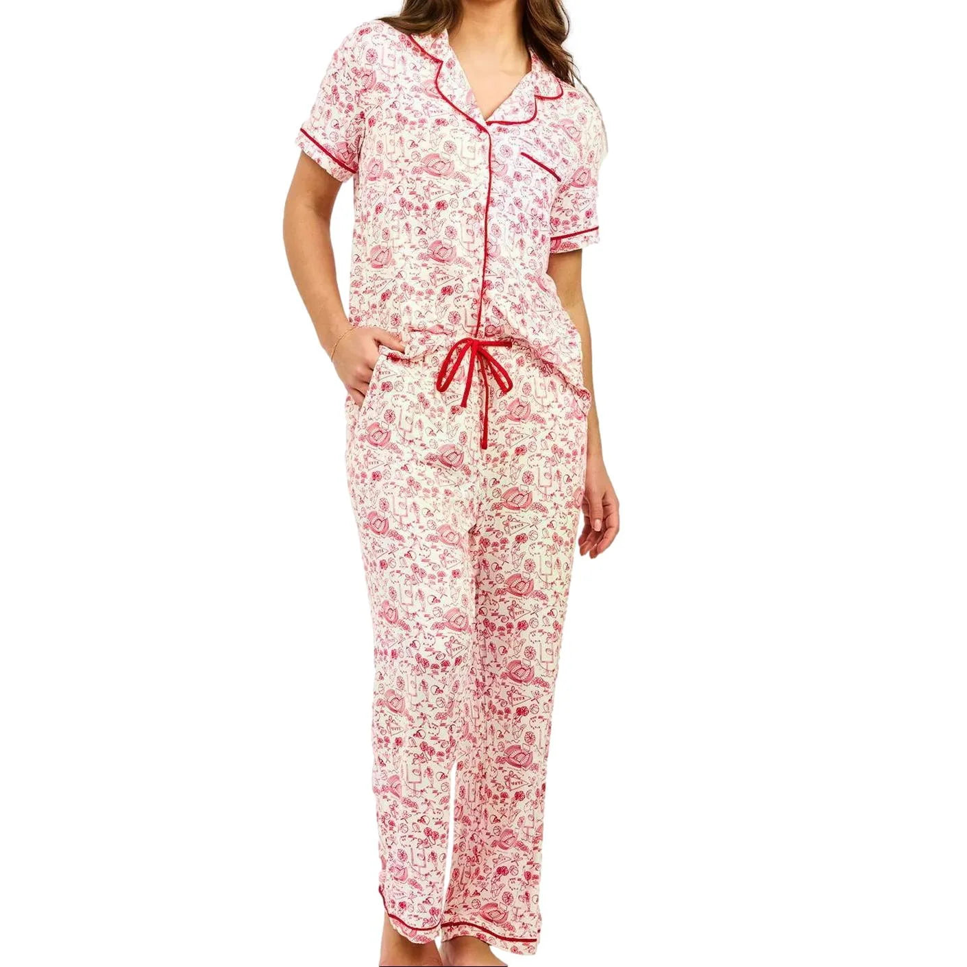 UGA Ladies Red Toile Pajama Set