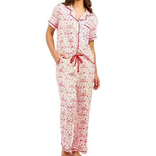UGA Ladies Red Toile Pajama Set
