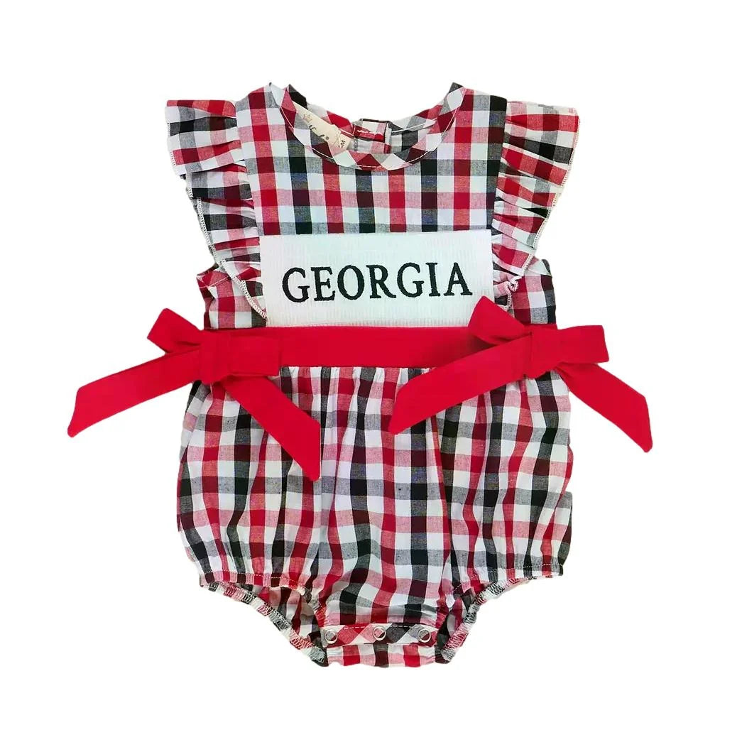 Georgia Smocked Gingham Bubble Romper