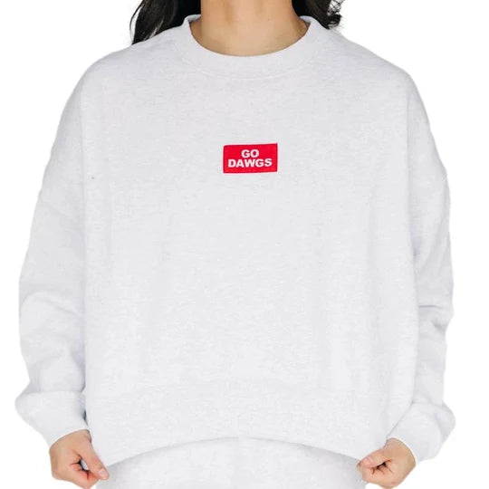 The Becca Boxy Crewneck Go Dawgs Woven Label - YOUTH