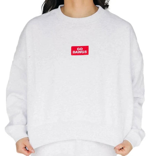 The Becca Boxy Crewneck Go Dawgs Woven Label - YOUTH