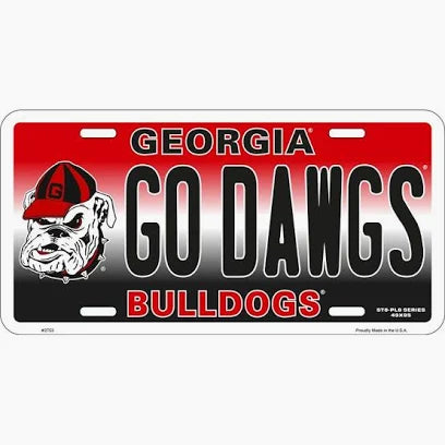UGA Go Dawgs Metal License Plate