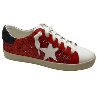 Red Glitter Star Sneakers
