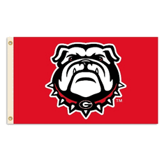 UGA 3x5 Red New Bulldog Head House Flag