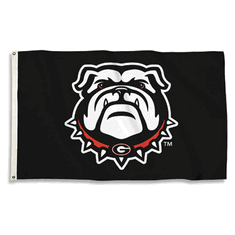 UGA 3x5 Black New Bulldog Head House Flag