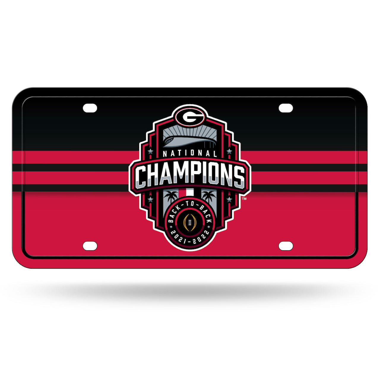 UGA 2022 National Champions Metal Car Tag - Horizontal Stripes