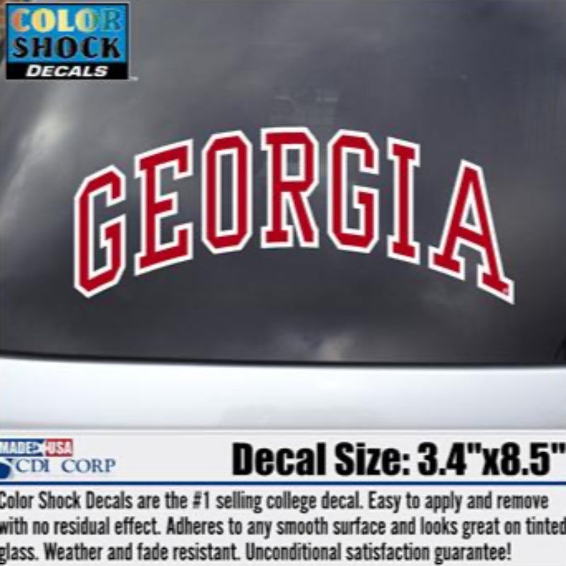 UGA Arched Georgia Decal Red on White
